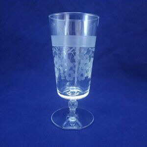 Vintage Etched Iced Tea Glass With Floral Design